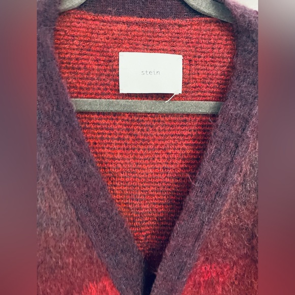 STEIN Burgundy Gradient Mohair Cardigan Purple Red Soft Oversized Sweater Medium - Picture 4 of 16